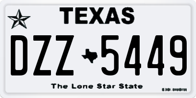 TX license plate DZZ5449