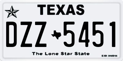 TX license plate DZZ5451