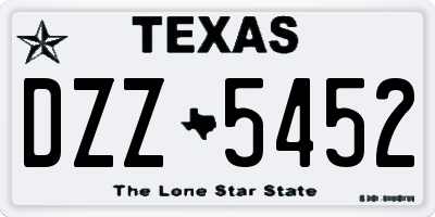 TX license plate DZZ5452