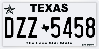 TX license plate DZZ5458