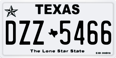 TX license plate DZZ5466