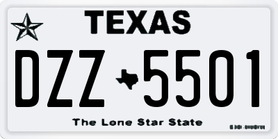 TX license plate DZZ5501