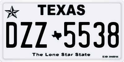 TX license plate DZZ5538