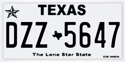 TX license plate DZZ5647