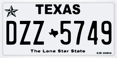 TX license plate DZZ5749