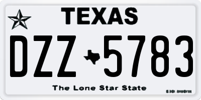 TX license plate DZZ5783