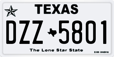 TX license plate DZZ5801