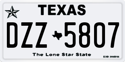 TX license plate DZZ5807
