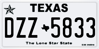 TX license plate DZZ5833