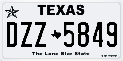 TX license plate DZZ5849