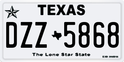 TX license plate DZZ5868