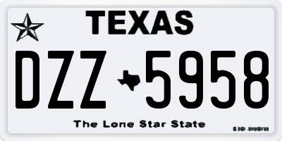TX license plate DZZ5958