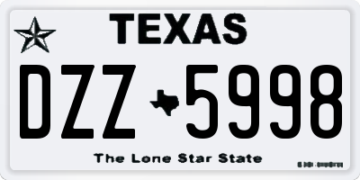 TX license plate DZZ5998