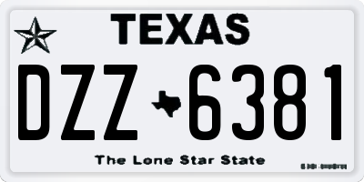 TX license plate DZZ6381