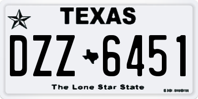 TX license plate DZZ6451