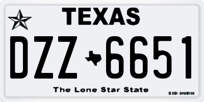TX license plate DZZ6651