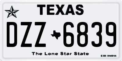 TX license plate DZZ6839