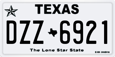 TX license plate DZZ6921