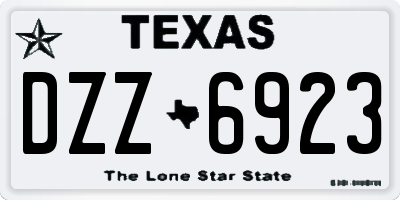 TX license plate DZZ6923