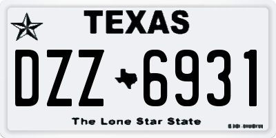 TX license plate DZZ6931