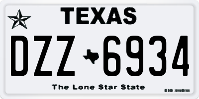 TX license plate DZZ6934