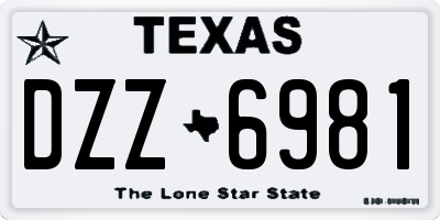 TX license plate DZZ6981