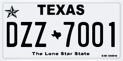 TX license plate DZZ7001