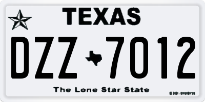 TX license plate DZZ7012