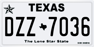 TX license plate DZZ7036