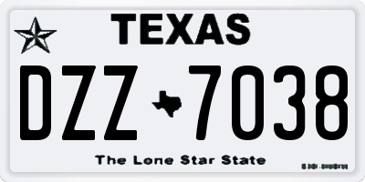 TX license plate DZZ7038