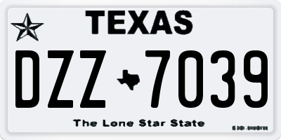 TX license plate DZZ7039