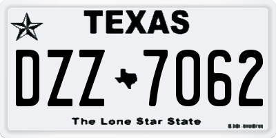 TX license plate DZZ7062
