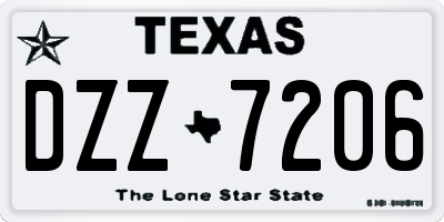 TX license plate DZZ7206