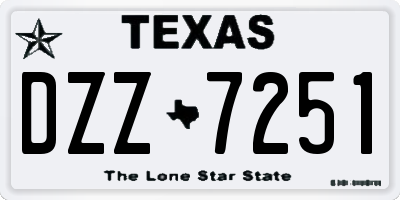 TX license plate DZZ7251