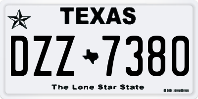 TX license plate DZZ7380