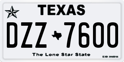 TX license plate DZZ7600