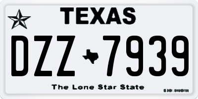 TX license plate DZZ7939