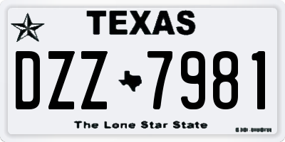 TX license plate DZZ7981