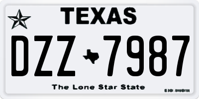 TX license plate DZZ7987