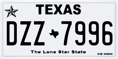 TX license plate DZZ7996