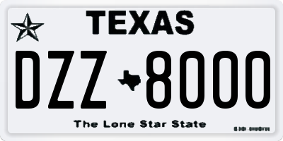 TX license plate DZZ8000