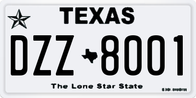 TX license plate DZZ8001