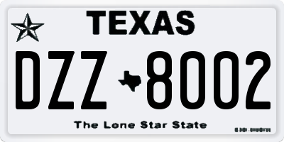 TX license plate DZZ8002