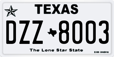 TX license plate DZZ8003