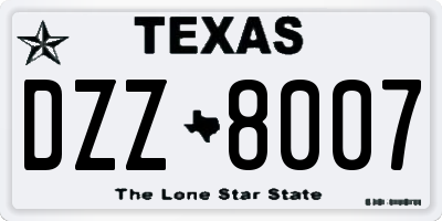 TX license plate DZZ8007