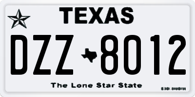 TX license plate DZZ8012