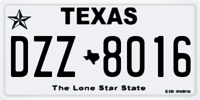 TX license plate DZZ8016