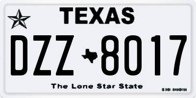 TX license plate DZZ8017