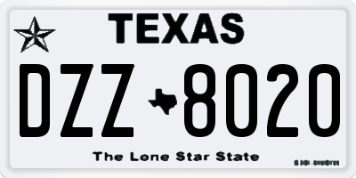 TX license plate DZZ8020