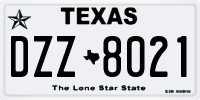 TX license plate DZZ8021